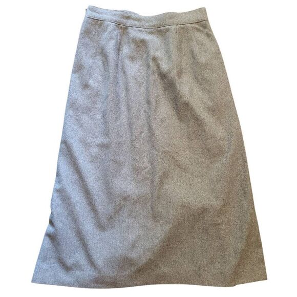 Vintage Summit Sportwear Skirt Women's 8 Grey Wool Midi A Line Button Side - Picture 2 of 4